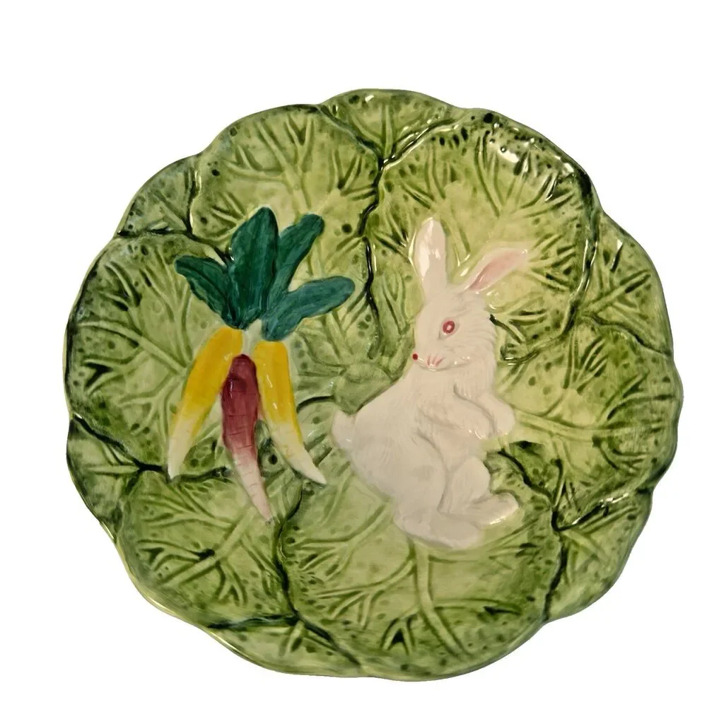 Bunny Lane Hand Painted Easter Dish Set Rabbit Spring Carrot Collect Fun‎ Rare
